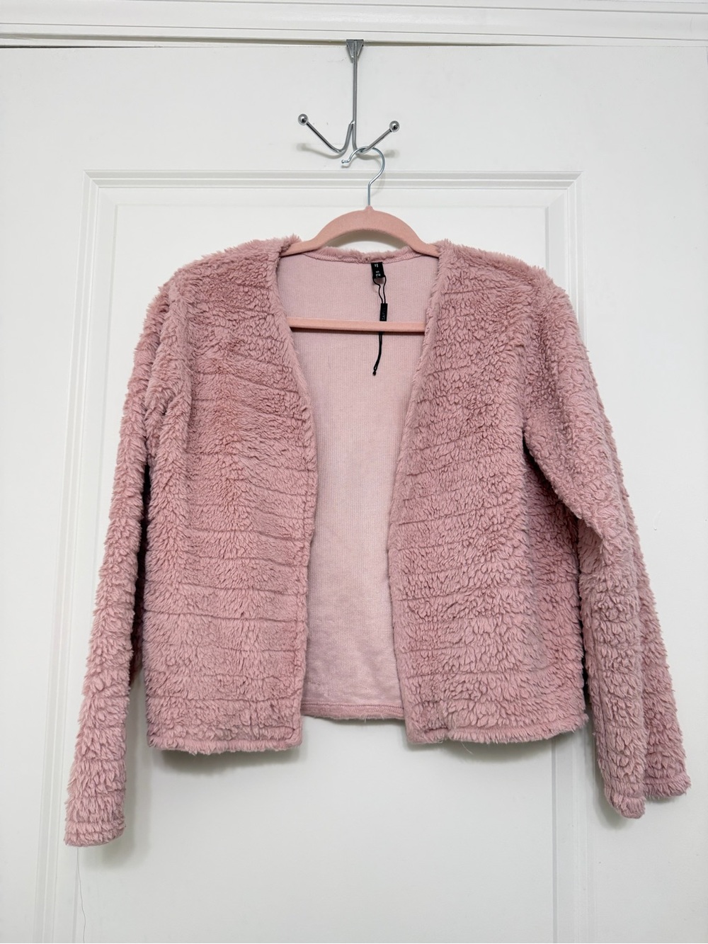 Zaful Blush Pink Teddy Open-Front Jacket